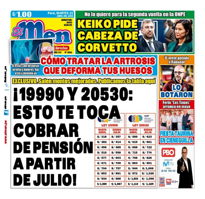 Portada Diario El Men (21/4/2026)