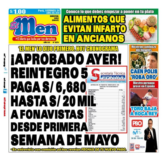 Portada Diario El Men (24/4/2026)