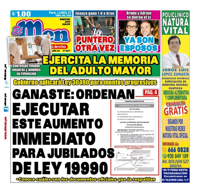 Portada Diario El Men (27/4/2026)