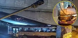 Bus del Corredor Morado impacta en columna del metro y deja 8 heridos