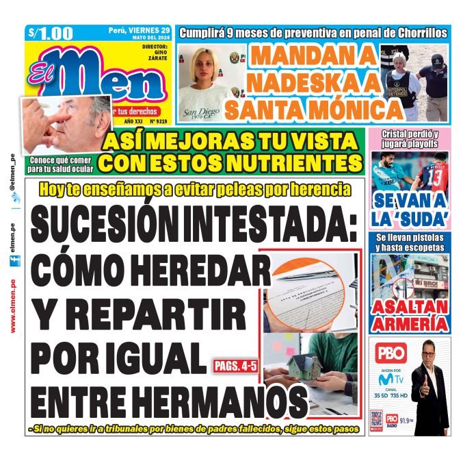 Portada Diario El Men (29/5/2026) Portada Diario El Men (29/5/2026)