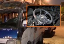 Fue quemado dentro de combi