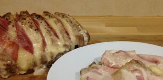 Lomo de cerdo relleno con tocino y queso