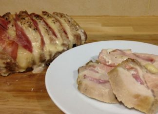 Lomo de cerdo relleno con tocino y queso