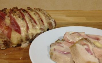 Lomo de cerdo relleno con tocino y queso