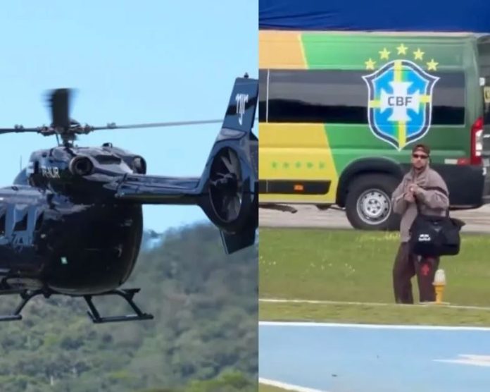 Neymar se lució en helicóptero Neymar se lució en helicóptero