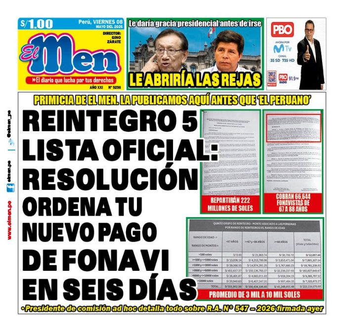 Portada Diario El Men (8/5/2026)