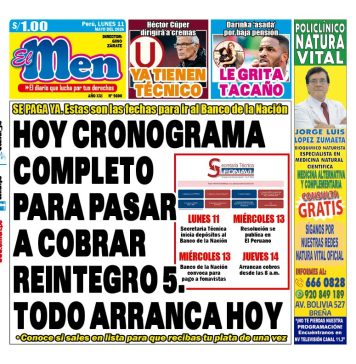 Portada Diario El Men (11/5/2026)