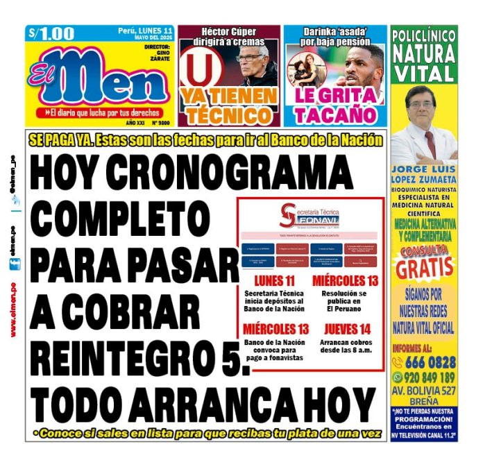 Portada Diario El Men (11/5/2026)