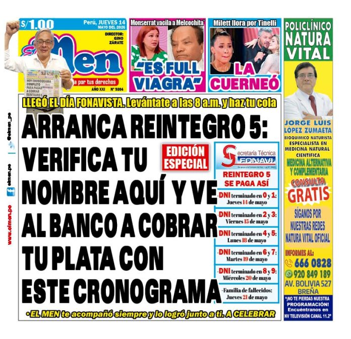 Portada Diario El Men (14/5/2026)
