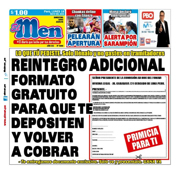 Portada Diario El Men (18/5/2026)