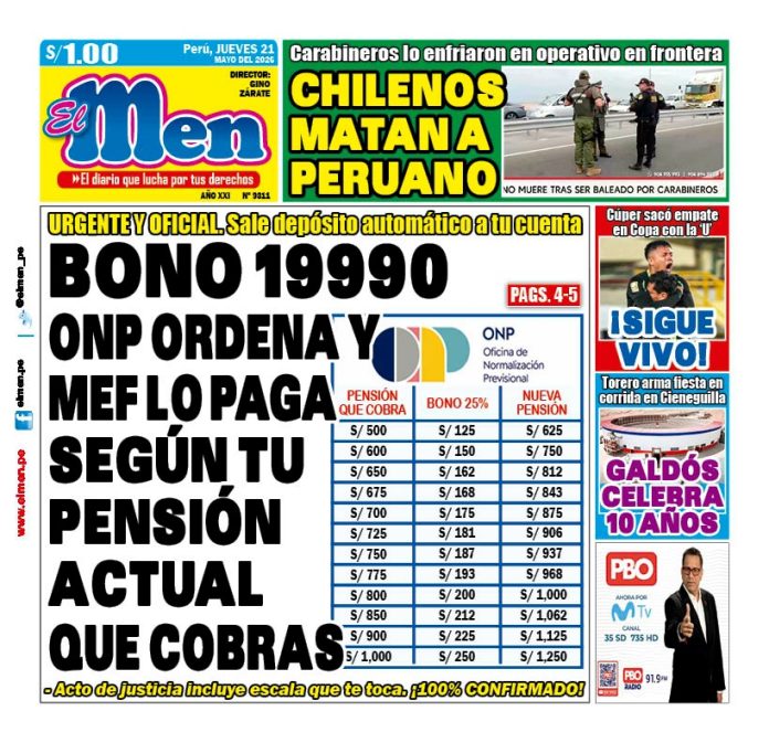 Portada Diario El Men (21/5/2026)