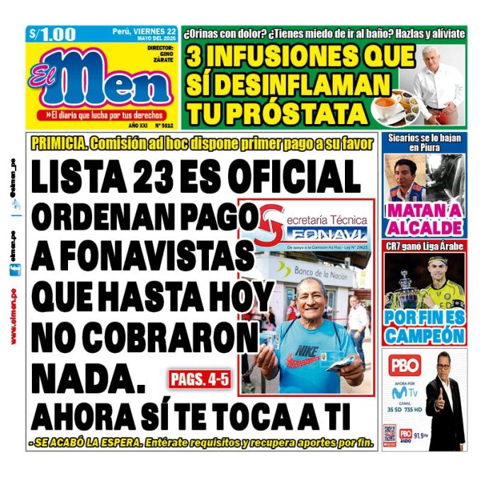 Portada Diario El Men (22/5/2026) Portada Diario El Men (22/5/2026)
