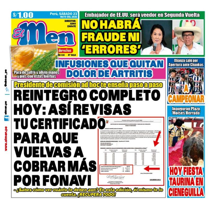 Portada Diario El Men (23/5/2026)
