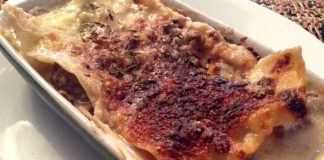 lasaña de carne con champiñones