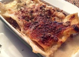 lasaña de carne con champiñones