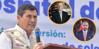 presidente del Consejo de Ministros, Luis Arroyo, el ministro de Defensa, Amadeo Flores, y el canciller, Carlos Pareja