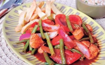 saltado de vainita con pollo