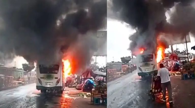 Bus se incendió en plena Caquetá