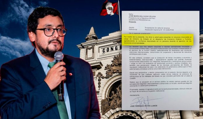 José Reyes Llanos renuncia al Ministerio de Comercio Exterior y Turismo