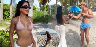 Onelia Molina apareció en las playas de Miami Beach bailando con el exfutbolista uruguayo Diego Lugano