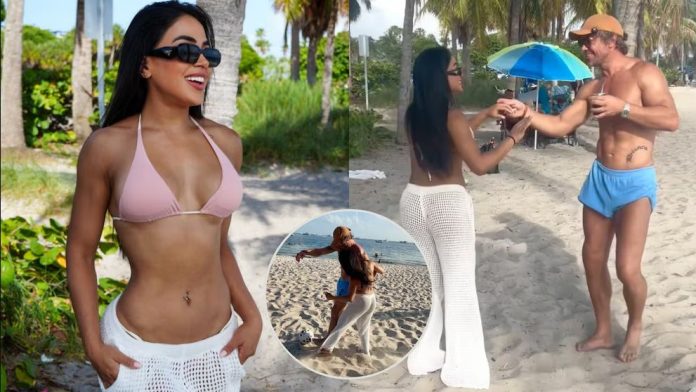 Onelia Molina apareció en las playas de Miami Beach bailando con el exfutbolista uruguayo Diego Lugano