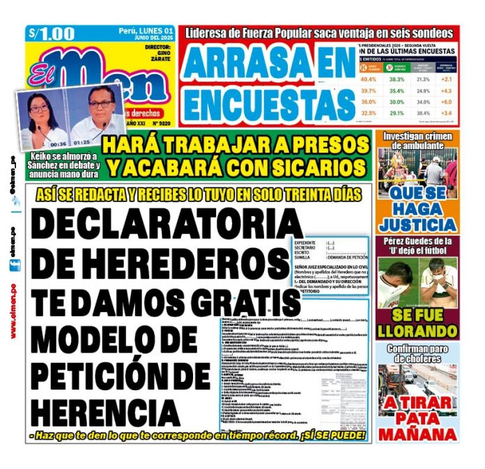 Portada Diario El Men (1/6/2026) Portada Diario El Men (1/6/2026)