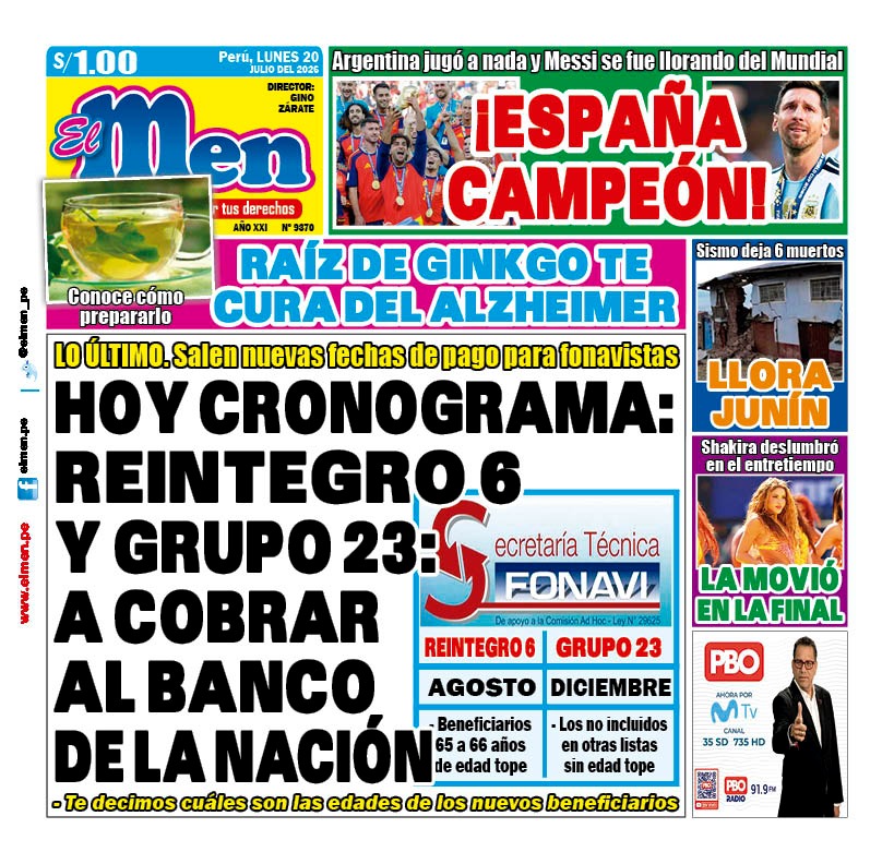 Portada Diario El Men (20/7/2026)