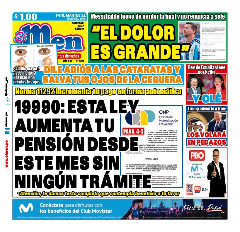 Portada Diario El Men (21/7/2026)