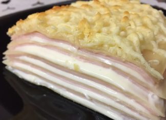 Sabrosa lasaña de jamón y queso lasaña de jamón y queso