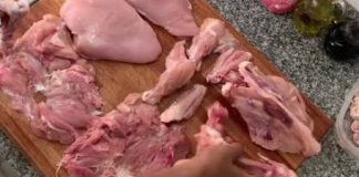 trozar el pollo para el broaster