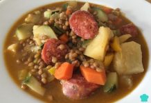 Guiso de lentejas con chorizo y verduras