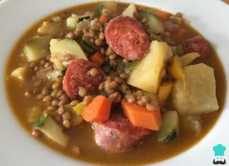 Guiso de lentejas con chorizo y verduras
