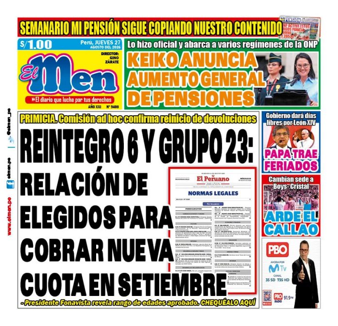 Portada Diario El Men (27/8/2026)