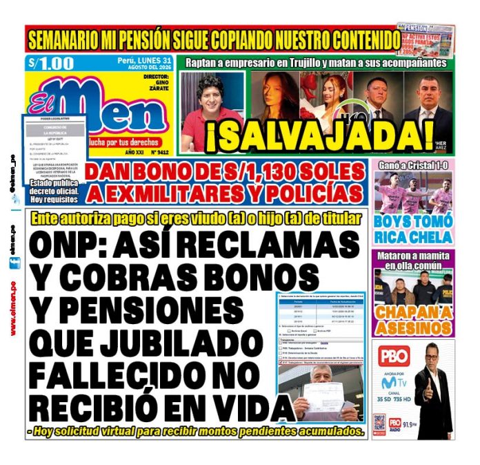 Portada Diario El Men (31/8/2026)