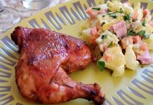 pollo al horno con ensalada blanca