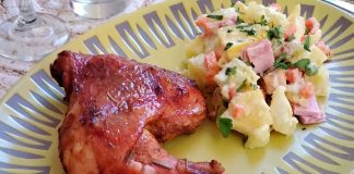 pollo al horno con ensalada blanca