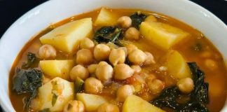 Garbanzos con espinacas y papas