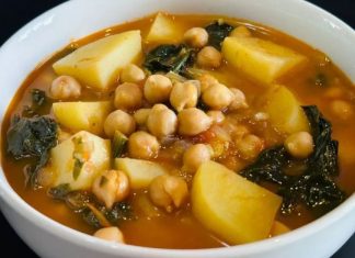 Garbanzos con espinacas y papas