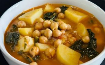Garbanzos con espinacas y papas