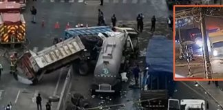 Un muerto tras choque de cisterna con 4 vehículos