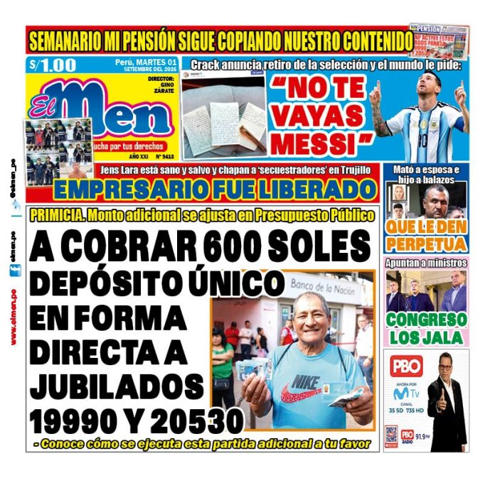 Portada Diario El Men (1/9/2026)