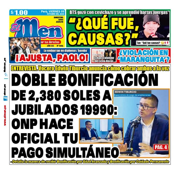 Portada Diario El Men (9/10/2026)